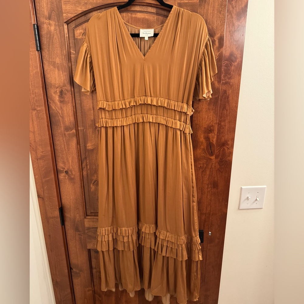 Bohme Rust Pleated Maxi Dress
